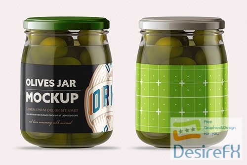 Clear Glass Jar with Olives Mockup PSD