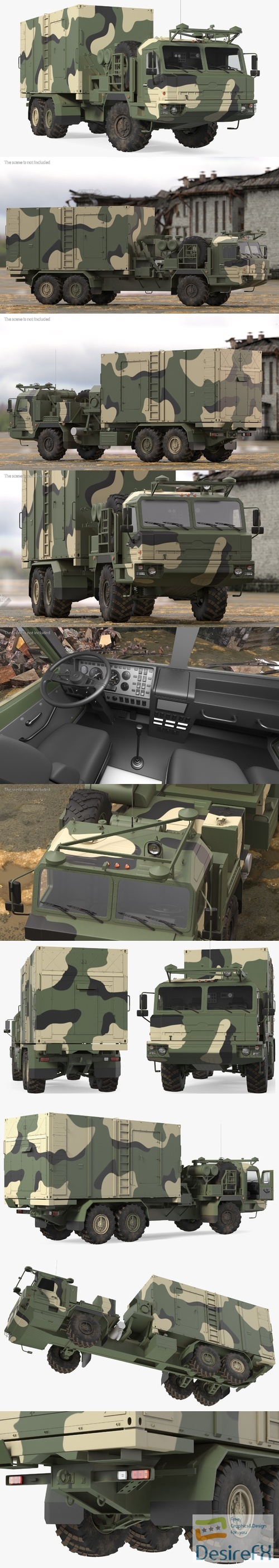 Command and Control Vehicle 50K6 Vityaz Camo Rigged 3D Model