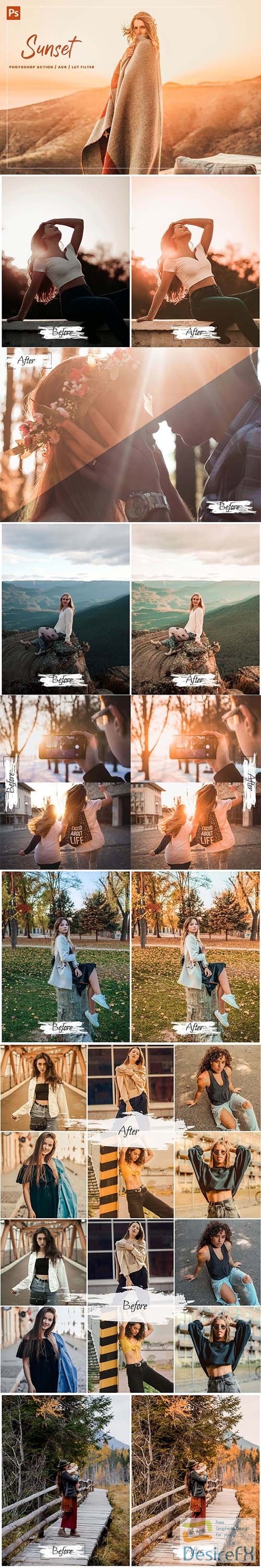 CreativeMarket - 10 Sunset Ps Action, ACR, LUT Filter 5890168