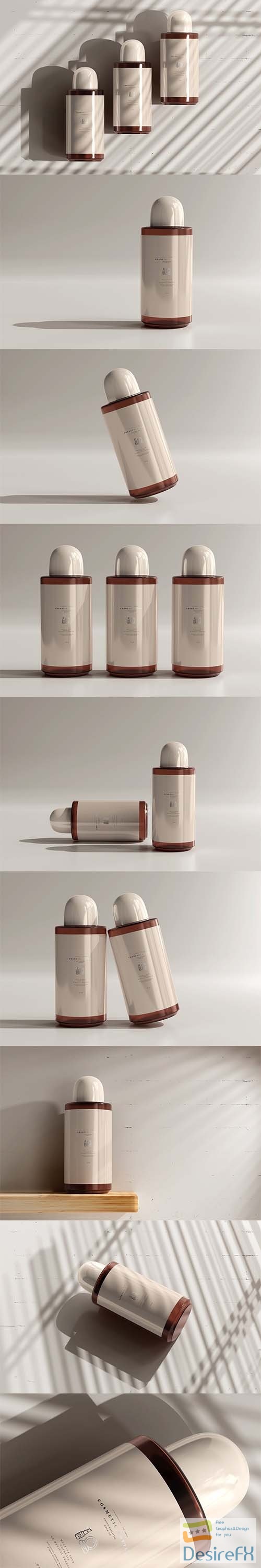CreativeMarket - Amber Glass Cosmetic Bottle Mockup 5990469