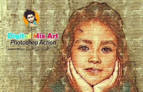CreativeMarket - Digital Mix Art Photoshop Action 5794990