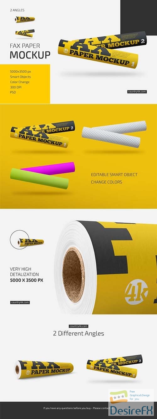 CreativeMarket - Matte Fax Paper Roll Mockup Set 6005199