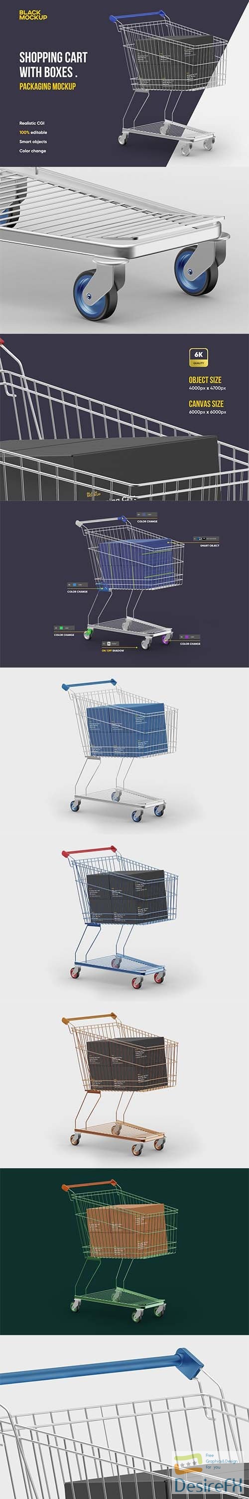CreativeMarket - Shopping Cart With Boxes Mockup 5604548