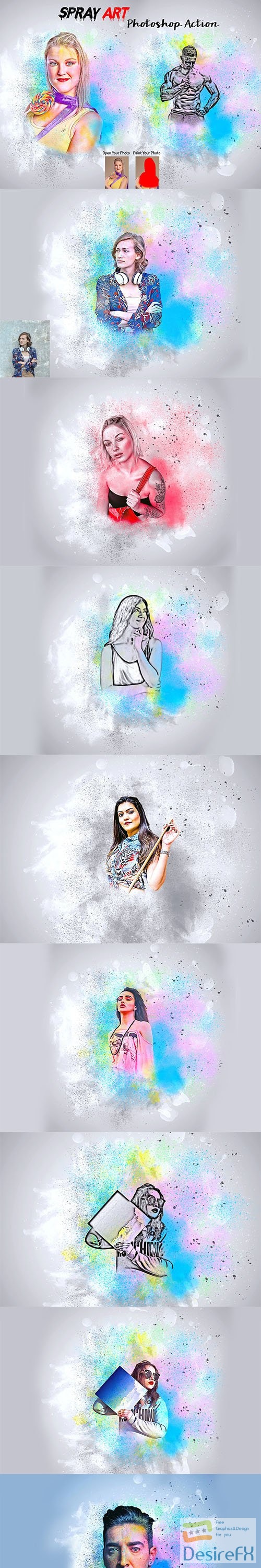CreativeMarket - Spray Art Photoshop Action 5988838