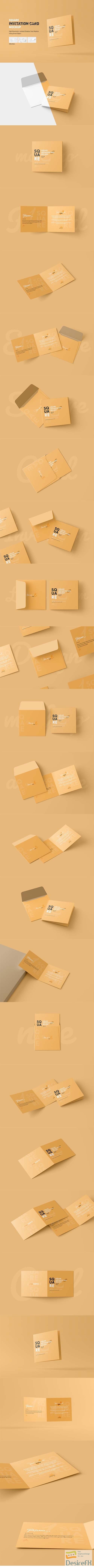 CreativeMarket - Square Folded Invitation Card Mockup 5852682