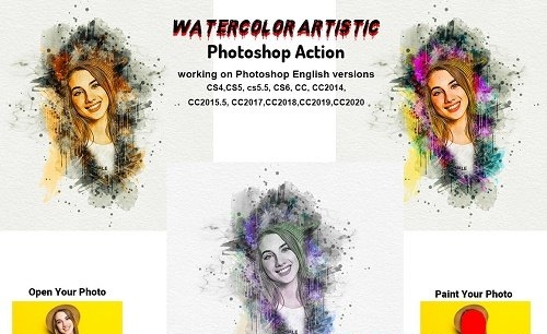 CreativeMarket - Watercolor Artistic Photoshop Action 5763787