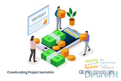 Crowdfunding Project Vector Isometric