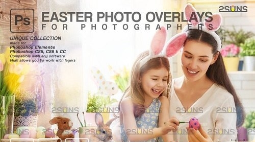 Easter backdrop, Photoshop overlay, Flower frame overlays V3 - 1213515