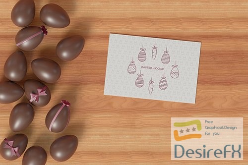 Easter Card with Eggs Mockup PSD