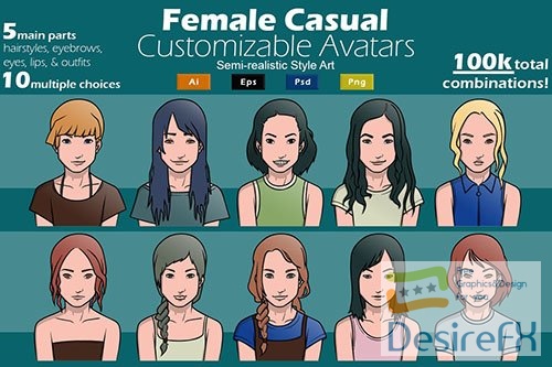 Female Casual Customizable Avatars GL