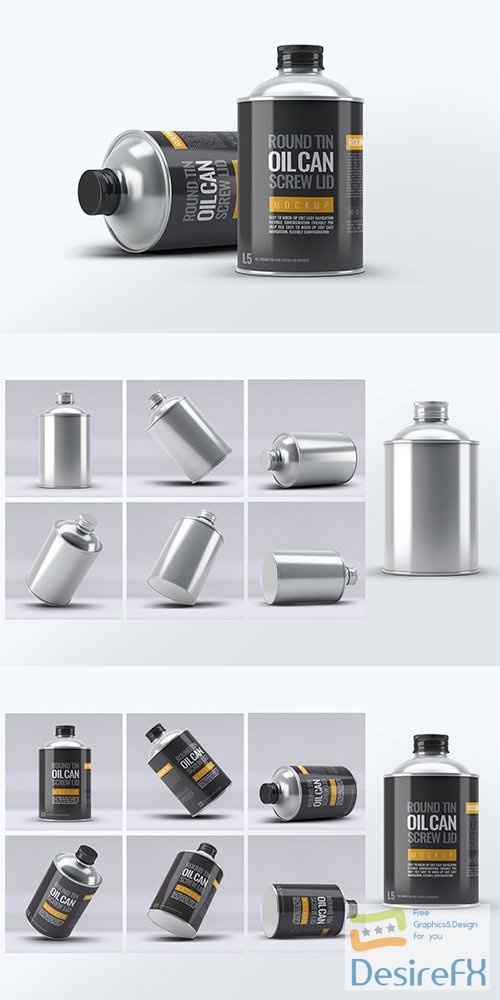 Oil Round Tin Can Screw Lid Mock-Up