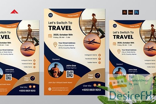 Online Travel Virtual Event Flyer