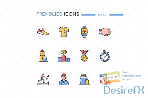 Running - modern line design style icons set