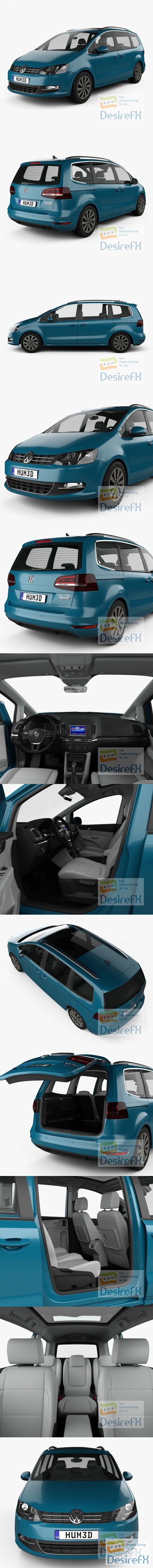 Volkswagen Sharan with HQ interior 2016 3D Model