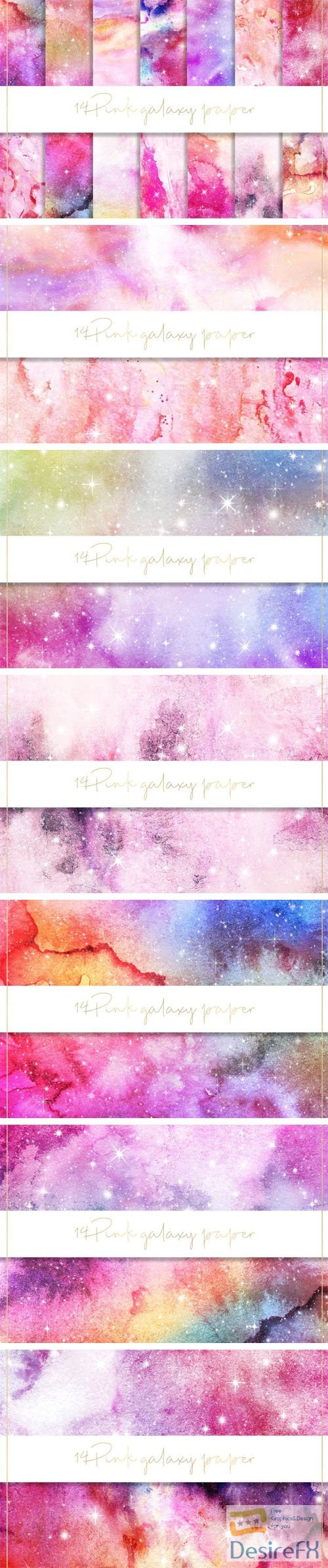 14 Pink Galaxy Paper Collection