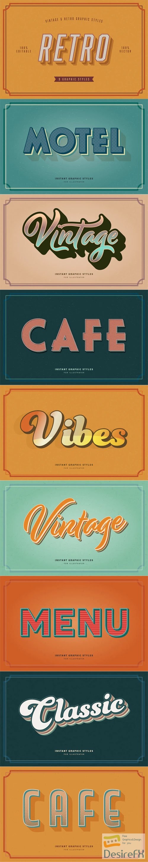 9 Vintage and Retro Graphic Styles for Adobe Illustrator