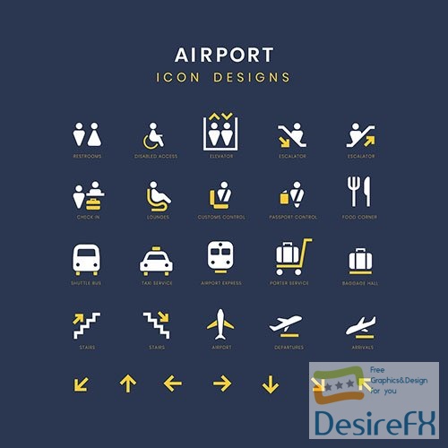 Airport service signs vector set