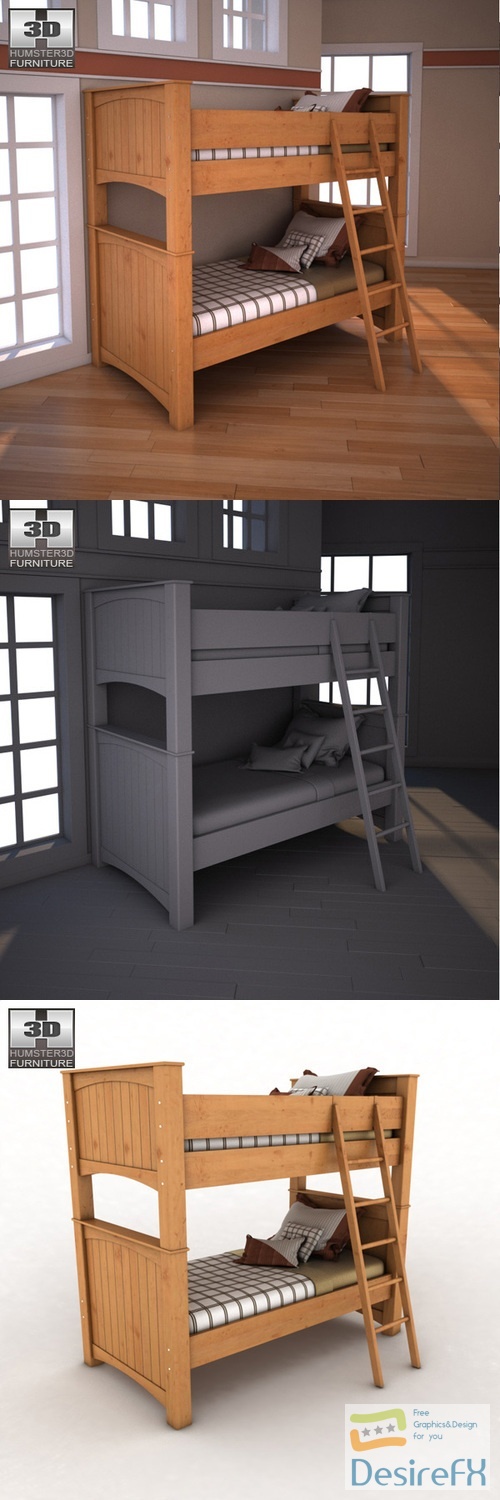 Ashley Stages Twin Bunk Bed 3D Model