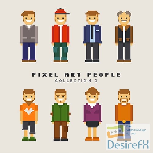Assortment pixelated men