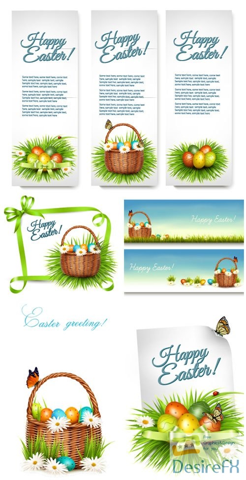 Banners with Easter elements in vector