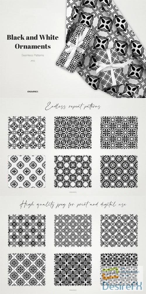 Black & White Ornament Seamless Patterns