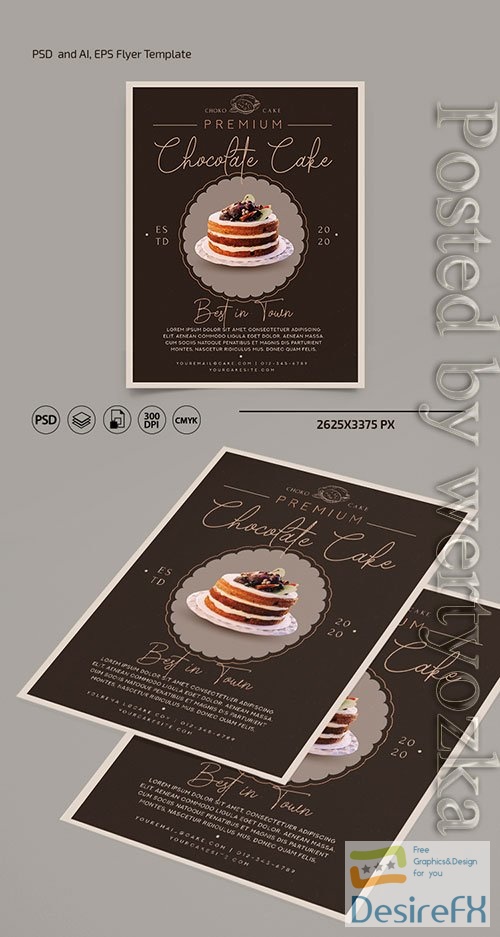 Cake flyer template in psd + ai