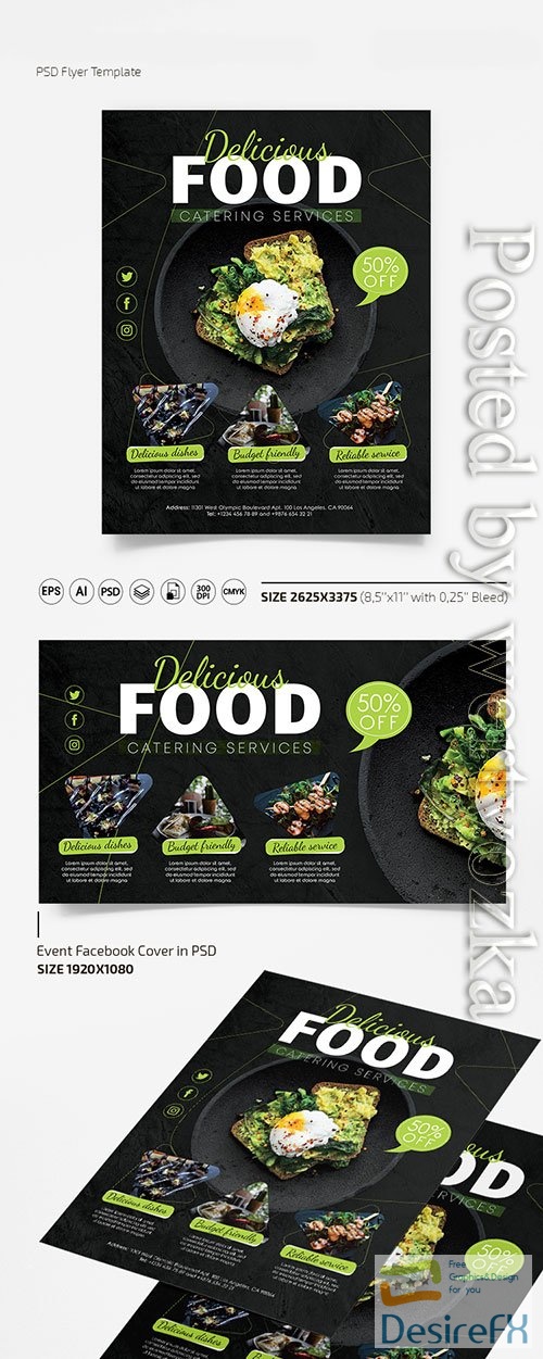Catering services flyer in psd