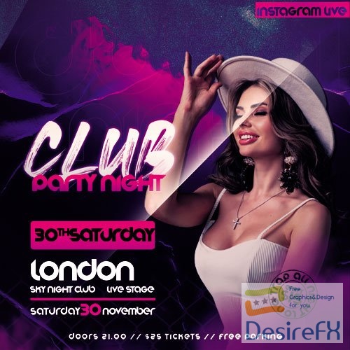 Club Party Night Flyer PSD Template
