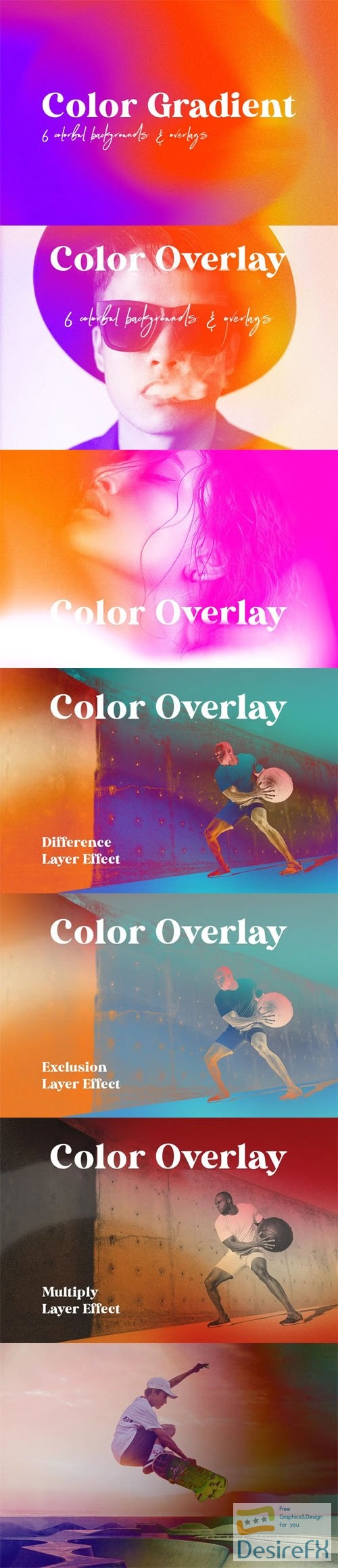 Color Gradient - 30 Colorful Backgrounds &amp; Overlays
