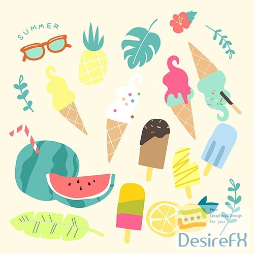 Colorful fun summer collection vector