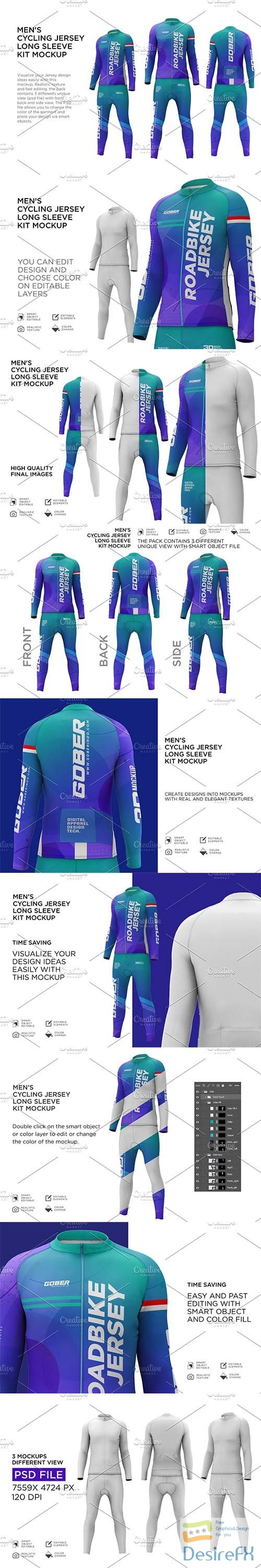 CreativeMarket - Cycling Jersey Long Sleeves Kit 5924787