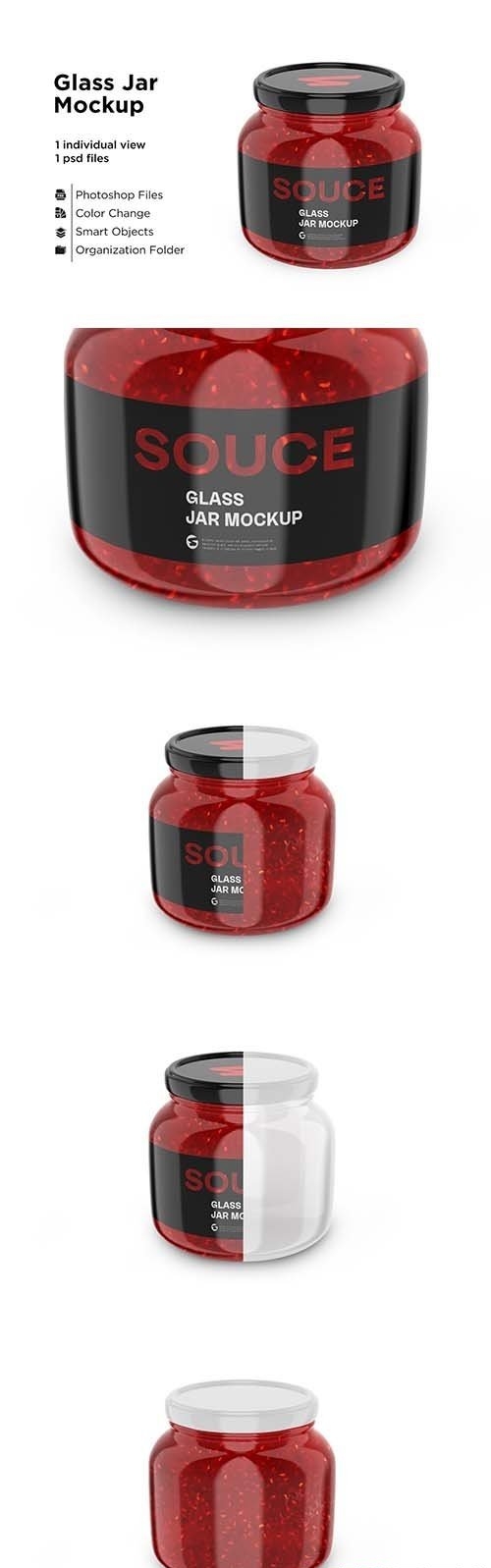 CreativeMarket - Glass Red Hot Sauce Jar Mockup 6063328