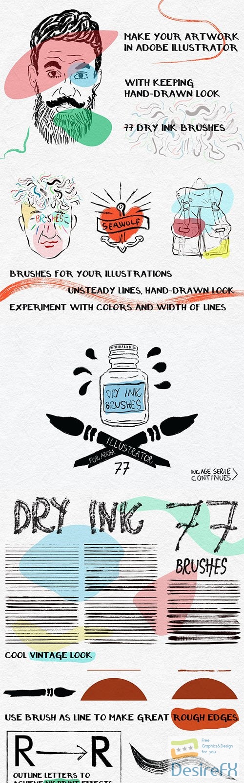 Dry Ink Brushes for Adobe Illustrator