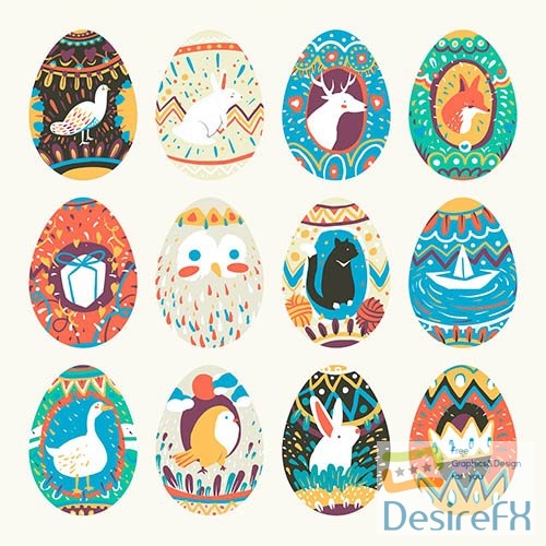 Easter festival painted eggs collection