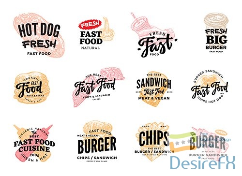 Fast food logotypes set
