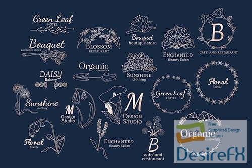 Floral feminine logo design set vector