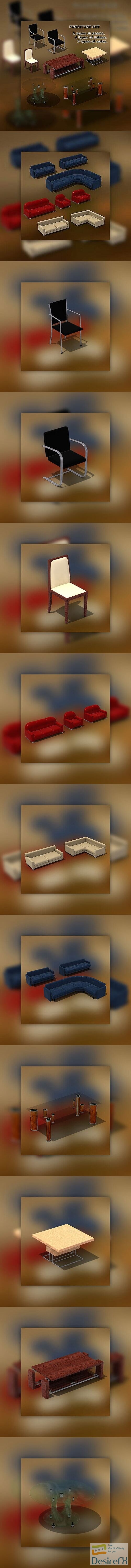 Furniture Set 01 3D Model
