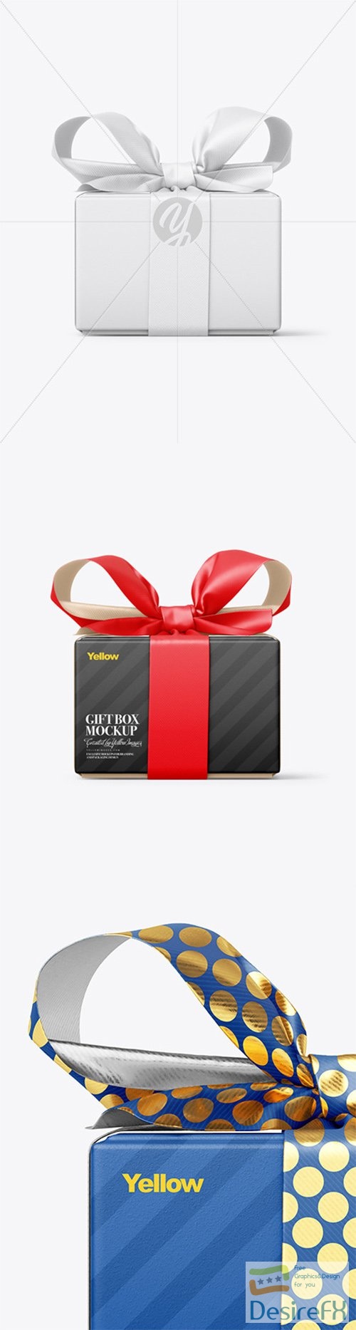 Gift Box With Matte Bow Mockup - Front View 78754 TIF