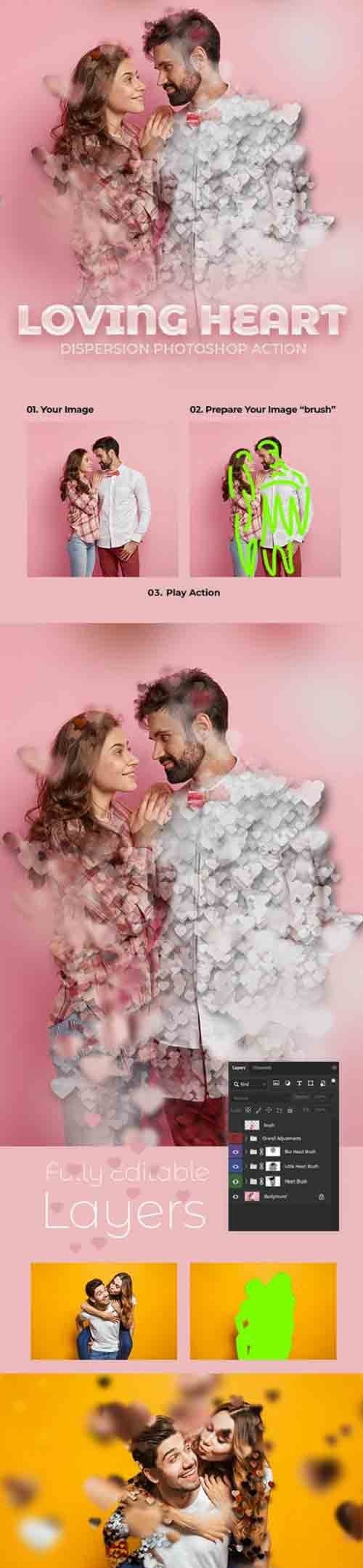 GraphicRiver - Loving Heart Dispersion Photoshop Action 30404701