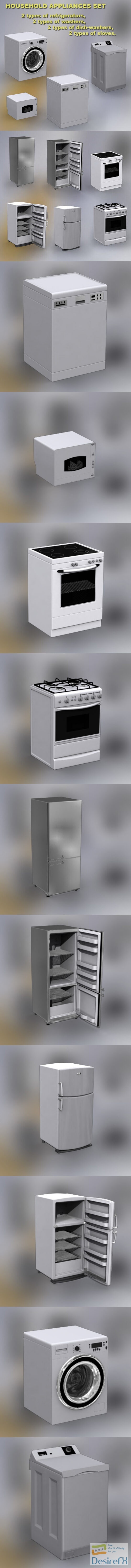 Household Appliances Set 3D Model