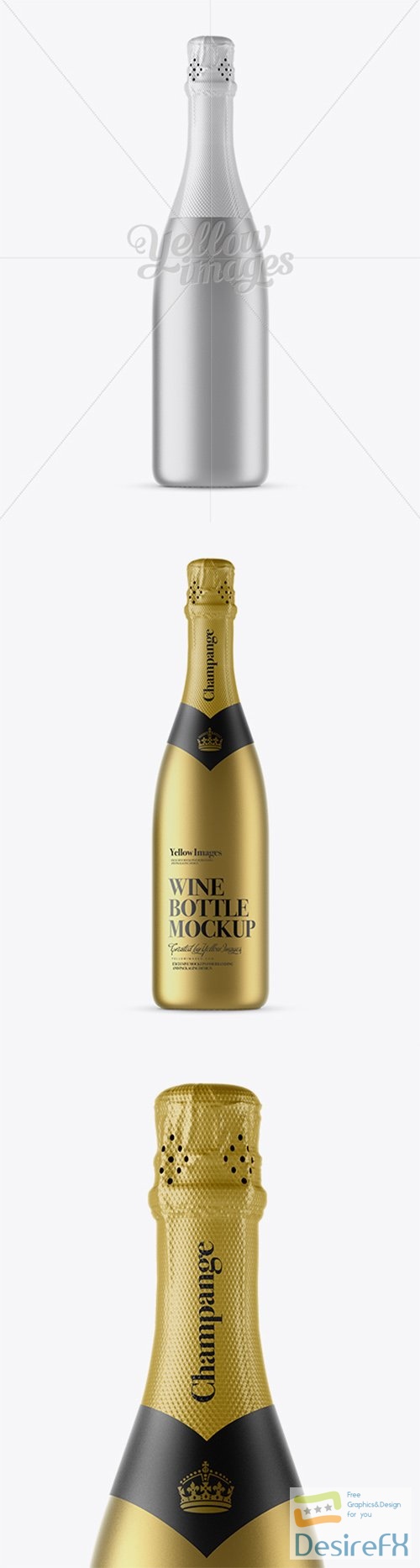 Matte Metallic Champagne Bottle with Textured Foil Mockup 78952 TIF
