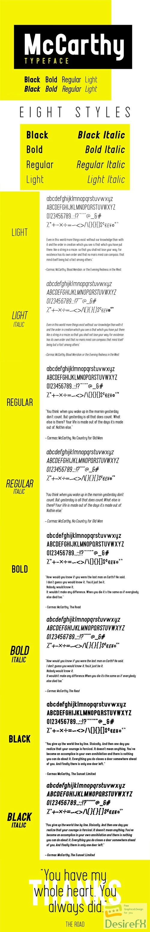 McCarthy Sans Serif Typeface 8-Weights