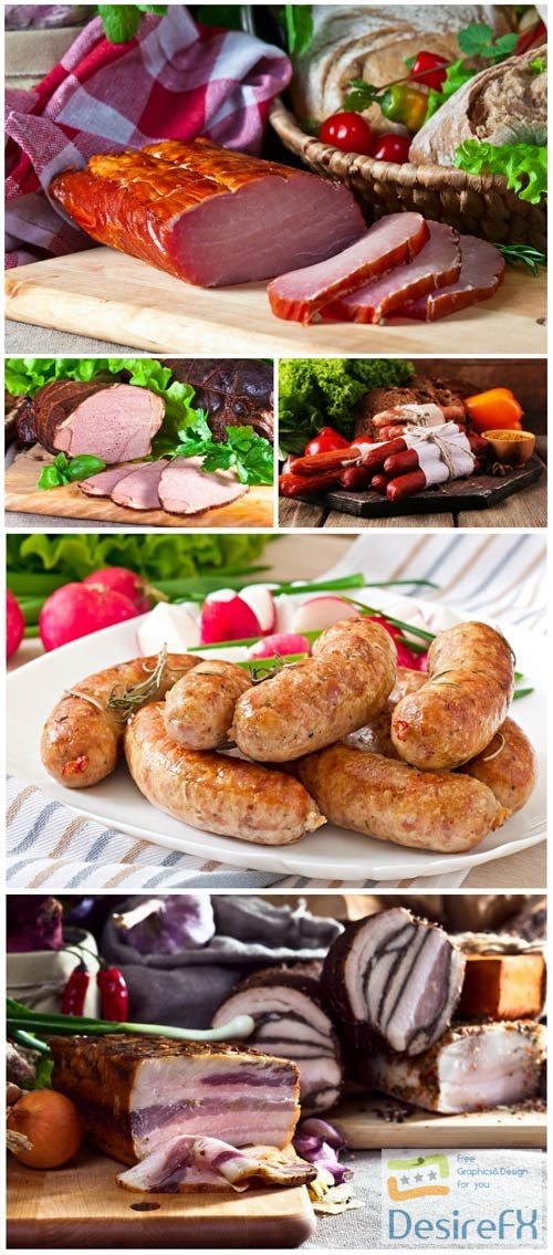 Meat products, lard, sausage stock photo