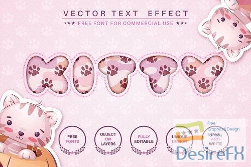 Paper cat - editable text effect, font style