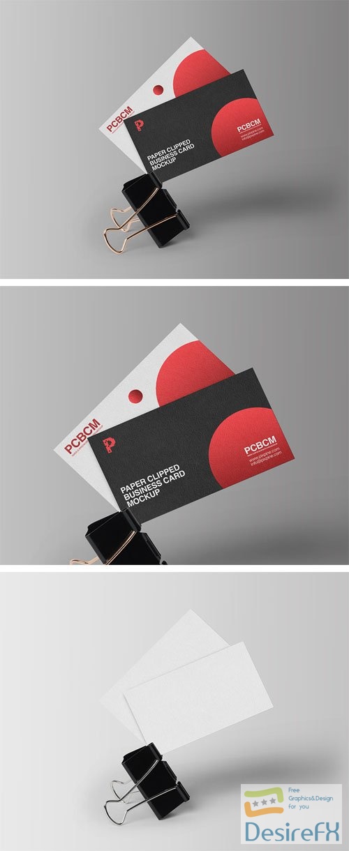 Paper Clipped Business Card PSD Mockup
