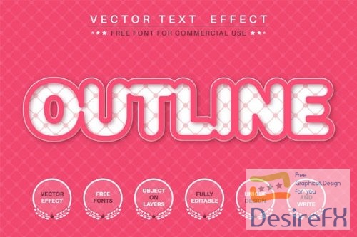 Pink Outline - editable text effect, font style