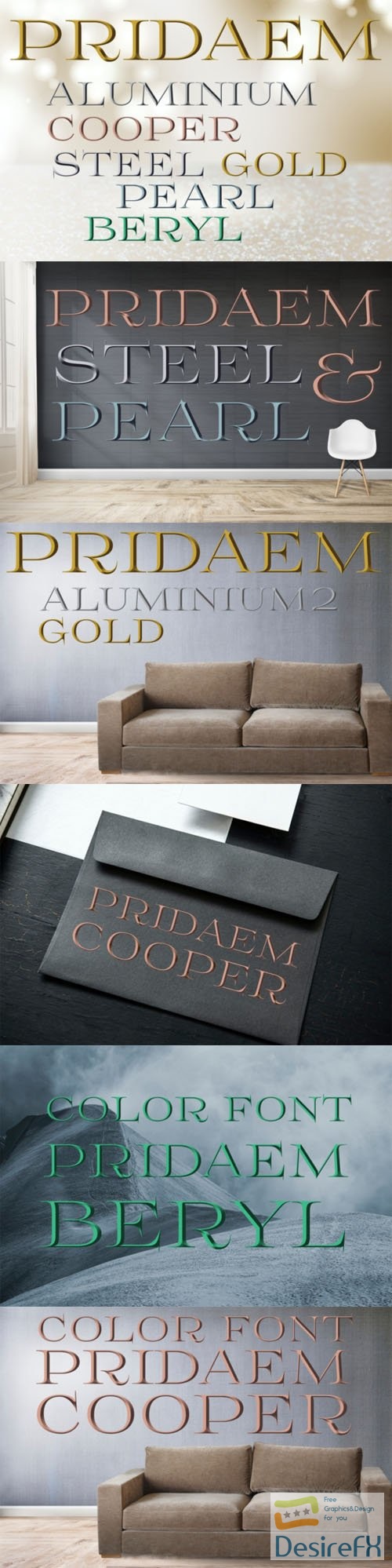 PridaEm - Elegant Color Font 7-Weights