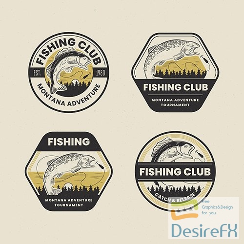 Retro fishing badge pack