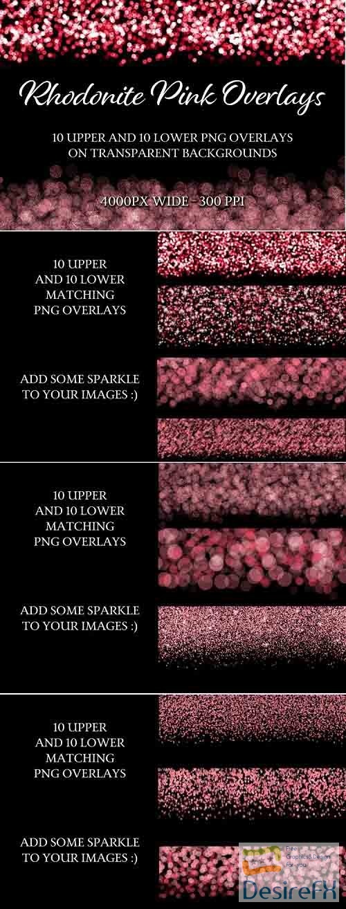 Rhodonite Pink Overlays - 10 Upper and 10 Lower Overlays - 1295093
