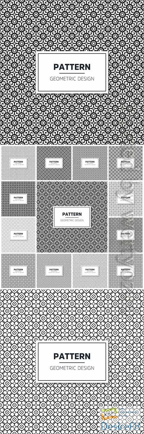 Seamless geometric black and white vector pattern